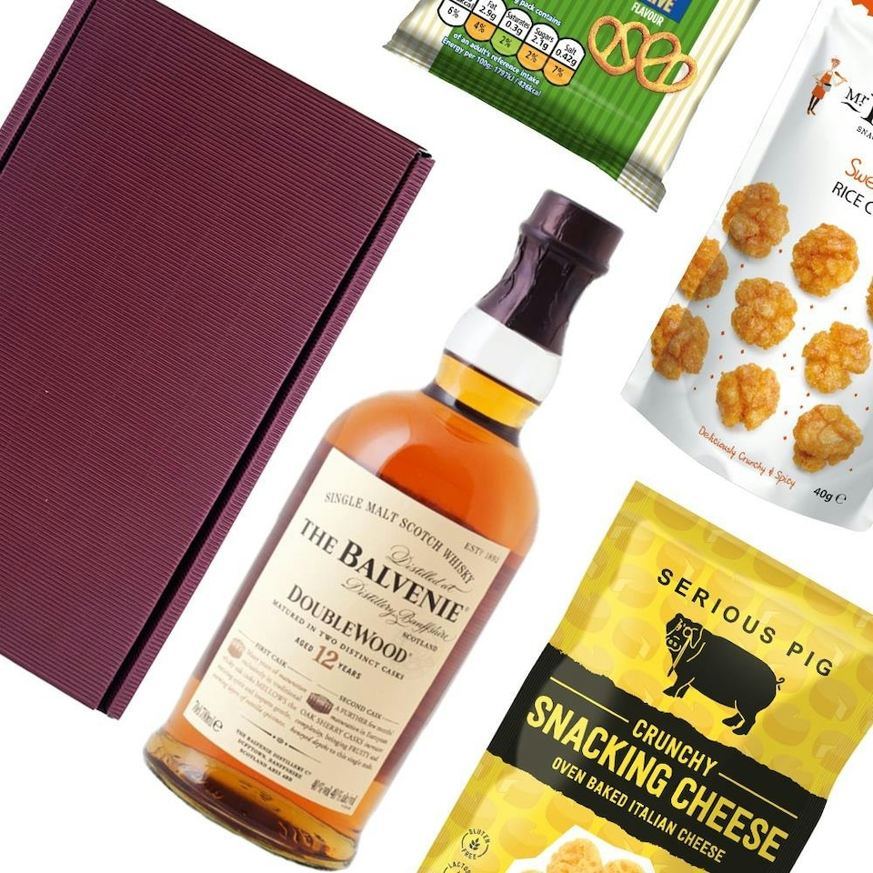 image 1 of Balvenie 12 Year Old DoubleWood Whisky Nibbles Hamper 70cl 40% abv