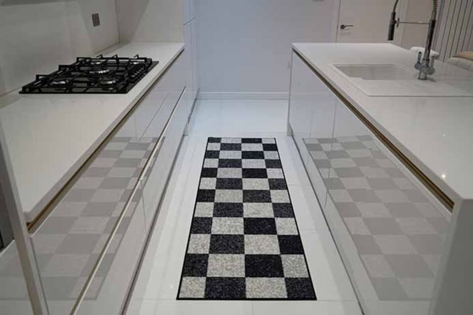 image 1 of Machine Washable Square Design Anti Slip Doormats - Runners