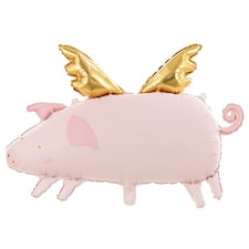 Pink Flying Pig Shaped Helium Foil Giant Balloon 72cm / 28 in