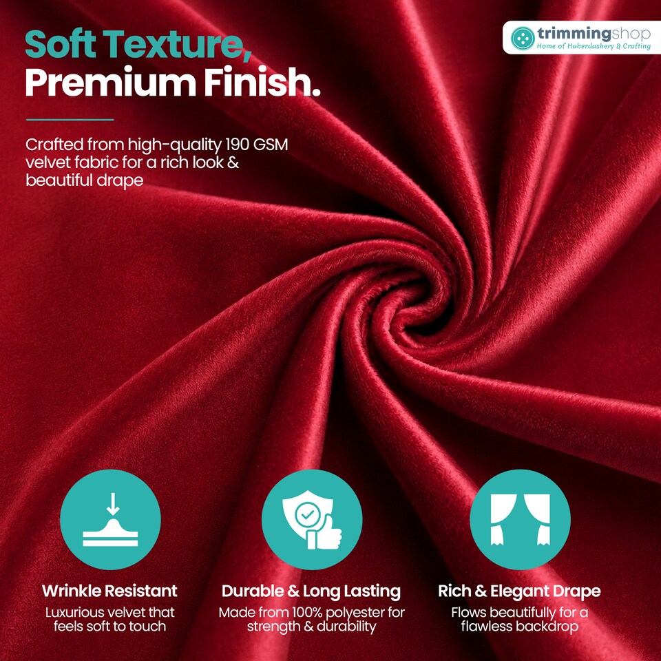 image 1 of 3x3M Velvet Photography Background, 190GSM Polyester Washable Backdrop