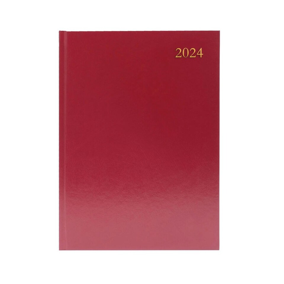 image 1 of 2024 A4 Day Per Page Burgundy Appointments Diary