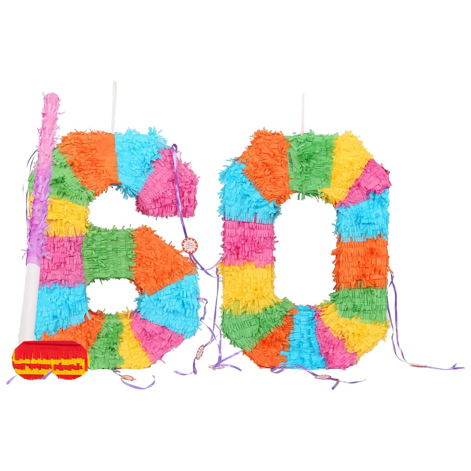 image 1 of Fax Potato 60th Birthday Pinata Set with Stick & Blindfold - Pink Stick