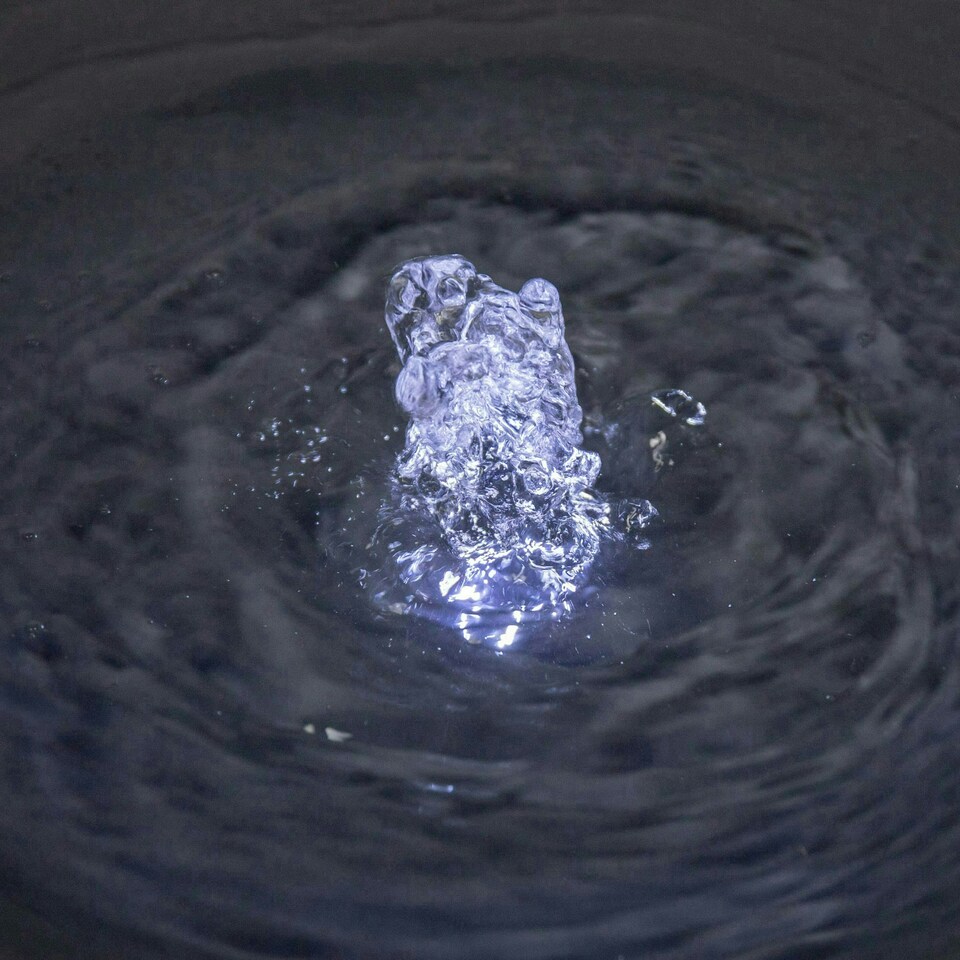 image 1 of Primrose Siena Rippling Effect Column Water Feature Fountain with LEDs Grey 85cm