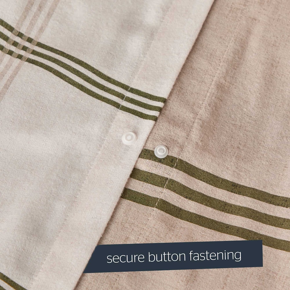 image 1 of Silentnight Brushed Cotton Check Print Duvet Cover Set, Natural