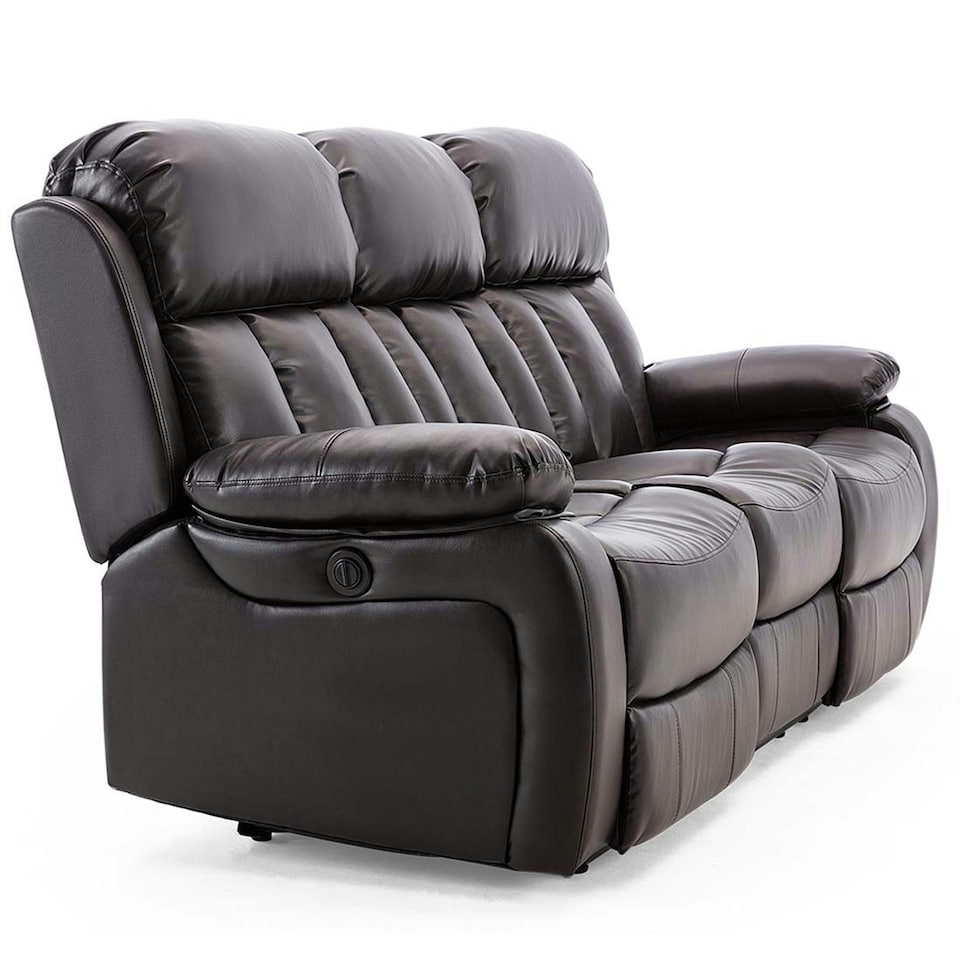 image 1 of Chester 3 Seater Electric High Back Bonded Leather Recliner Sofa (Brown)