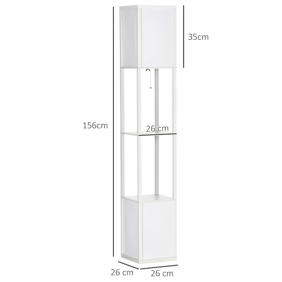 image 1 of HOMCOM Shelf Floor Lamp with Dual Light, for Living Room, Bedroom, White