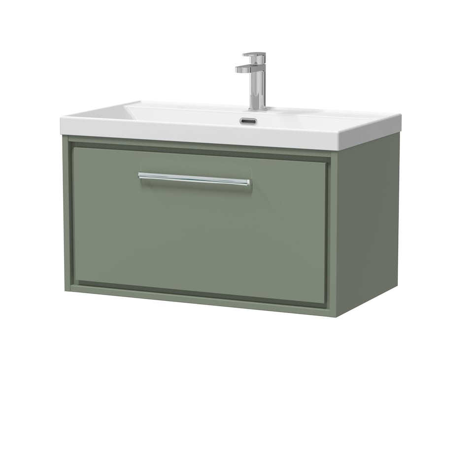 image 1 of Bathroom 1 Soft Close Drawer Wall Hung Vanity Unit Basin, Green, 600mm | Green | Reed Green | 1
