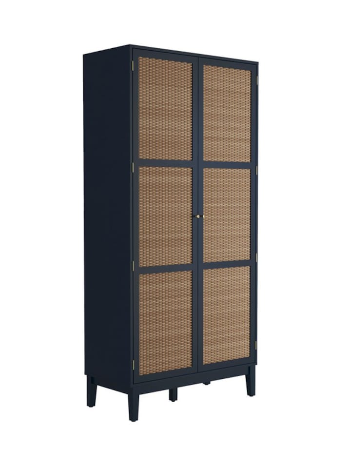 image 1 of Bordeaux 2 Door Wardrobe - Engineered Wood/Plastic - L55.52 x W85 x H180.5 cm - Berlin Blue/Oak | Blue