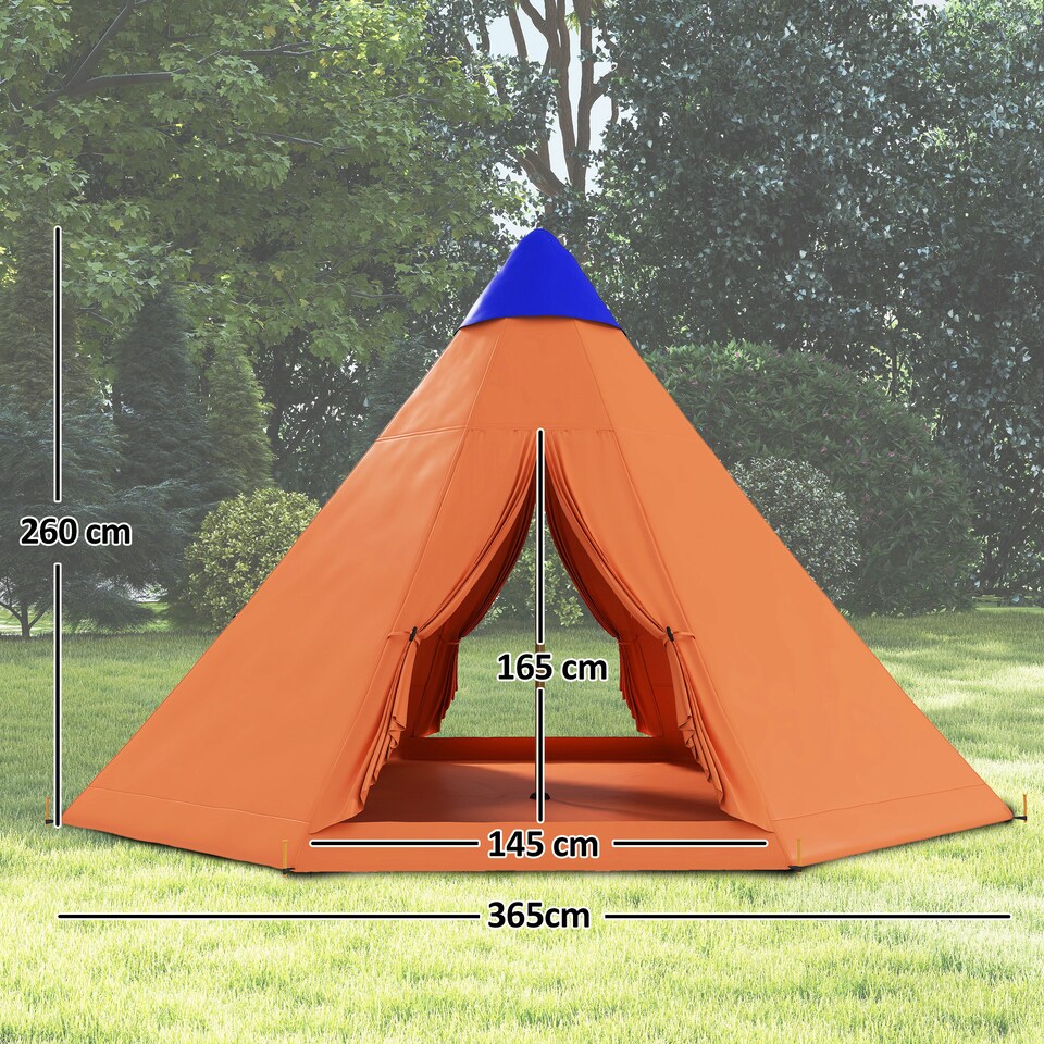 image 1 of Outsunny 6-7 Person Large Family Party Camping Tent with Carrying Bag | Orange | Orange