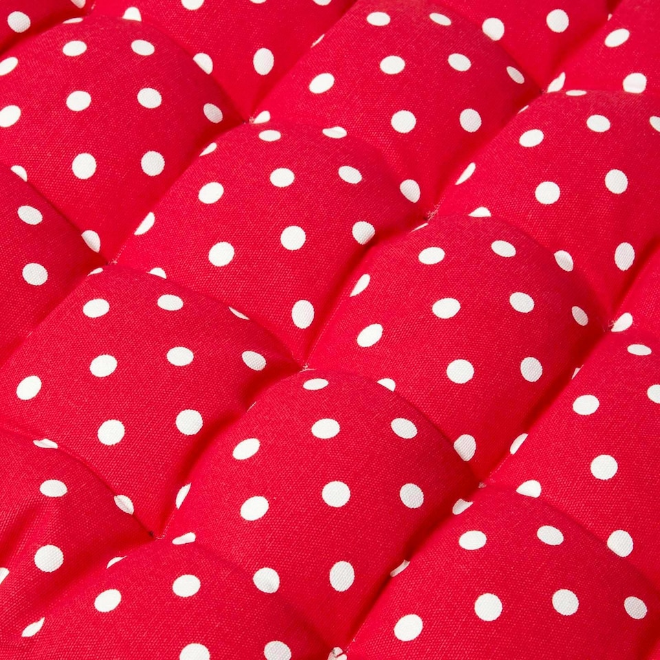 image 1 of Homescapes Garden Bench Cushion Luxury 2 Seater Cotton Polka Dot Indoor Outdoor Seat Pad | Red | 108 x 42 cm | 1