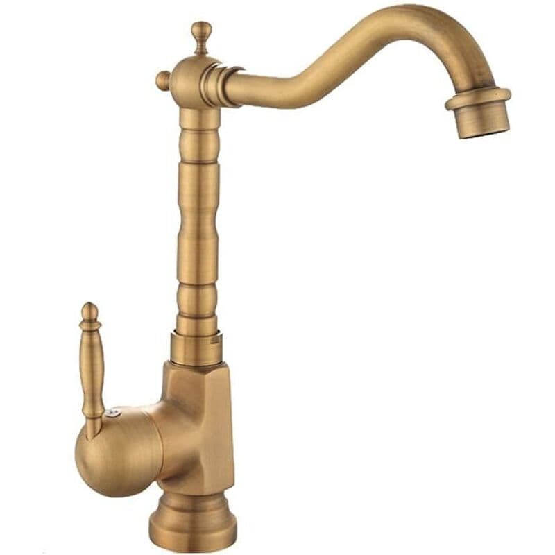 Kitchen sink faucet, antique brass faucet, retro kitchen faucets for hot and cold dishes, green bronze bathroom basin faucet with