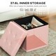 image 3 of HOMCOM Foldable Sherpa Fleece Storage Ottoman, 38 x 38 x 38 cm Pink