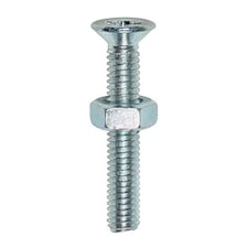 Timco - Machine Screws - PZ - Countersunk & Hex Nuts - Zinc (Size M5 x 25 - 25 Pieces)