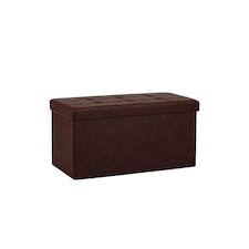 Large Faux Leather Foldaway Storage Ottoman Brown