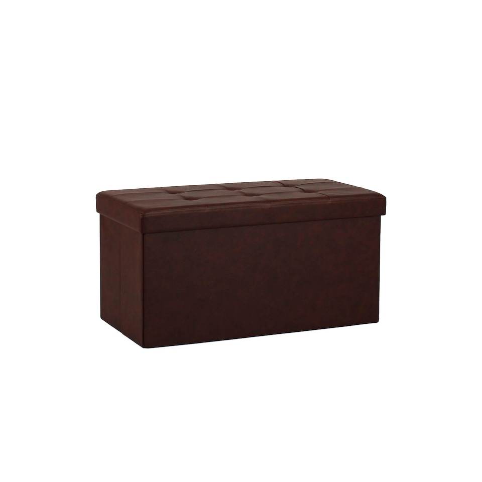 image 1 of Large Faux Leather Foldaway Storage Ottoman Brown