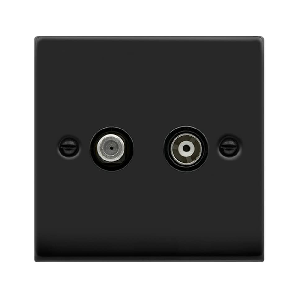 image 1 of SE HOME Matt Black Satellite & Coaxial Socket 1 Gang Black | Matt
