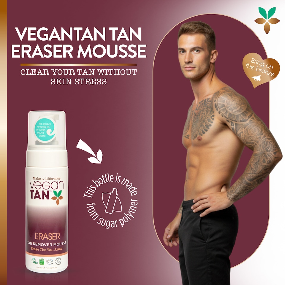 image 1 of VeganTan Tan Eraser Mousse, 5 Minute Action Fake Tan Remover, Gentle on the Skin, Effortlessly Removes Self Tan Stains and Streaks 120ml
