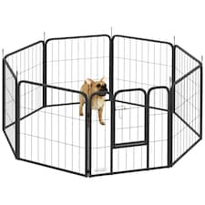 PawHut Eight-Panel Dog Playpen with Door, for Indoor, Outdoor, 60cm Tall