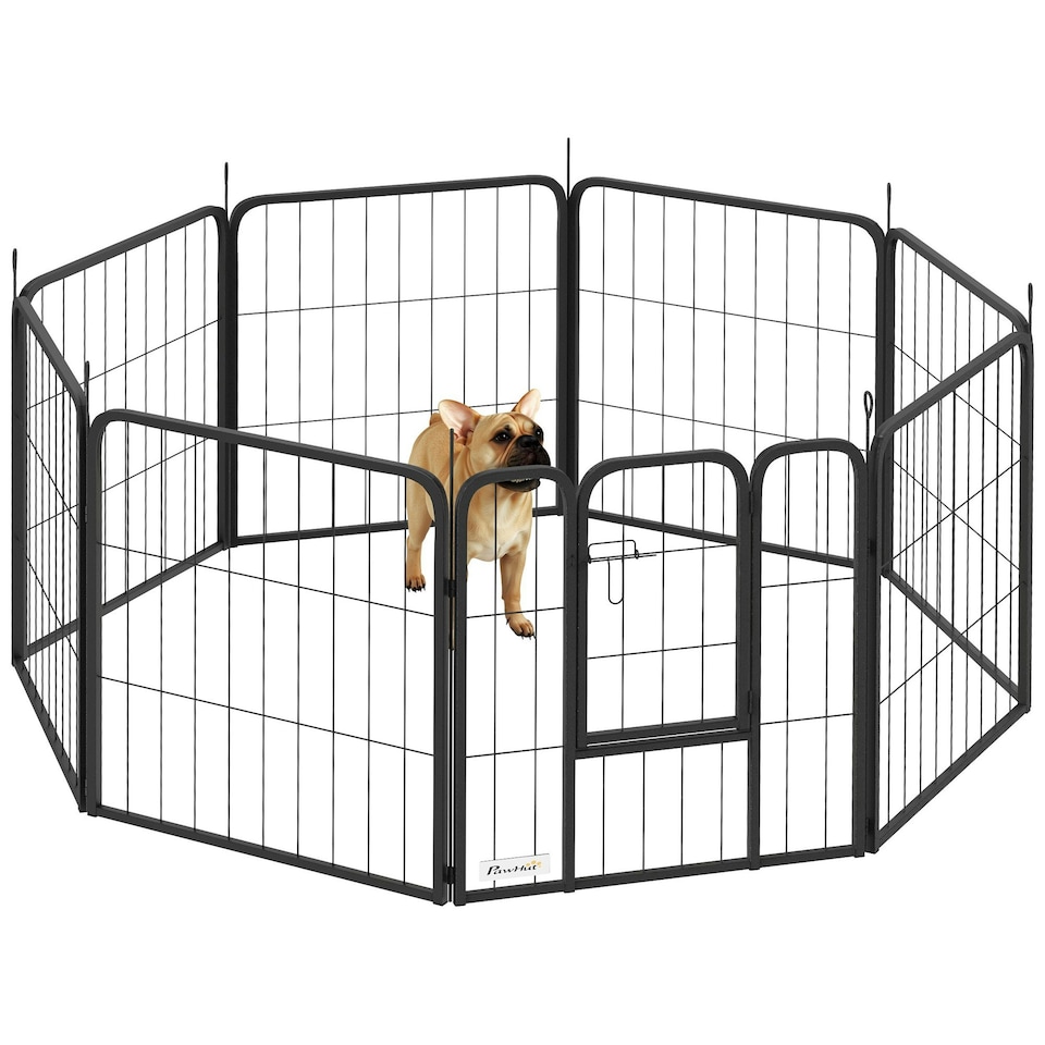 image 1 of PawHut Eight-Panel Dog Playpen with Door, for Indoor, Outdoor, 60cm Tall