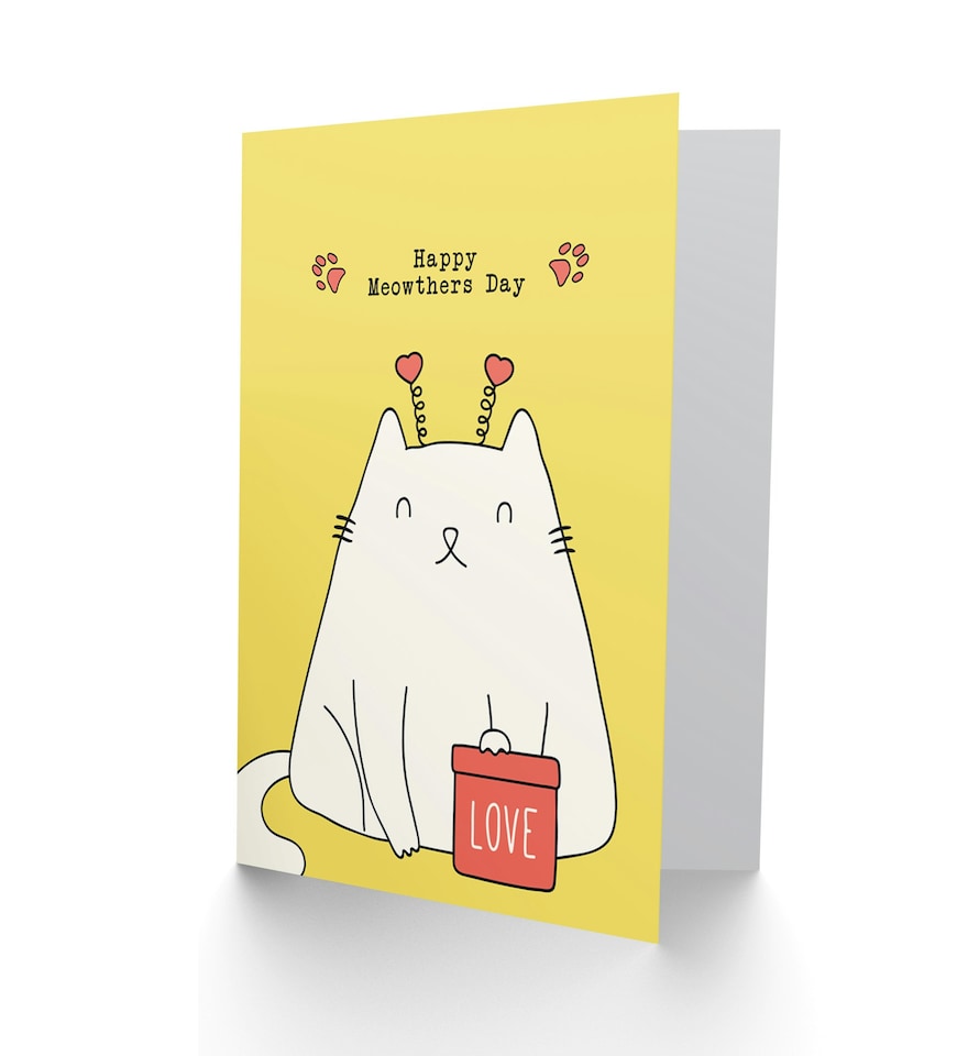 image 1 of Mothers Day Card Meow Pun Pet Love Cat Lover Mum