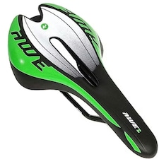 AWE Adult Unisex MTB/Race Bike Green/Black/White Gel Saddle With Chromo Rails