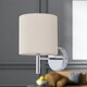 image 5 of Set of 2 Brea - Chrome Wall Lights with Natural Linen Shade | Chrome | Brown | 2