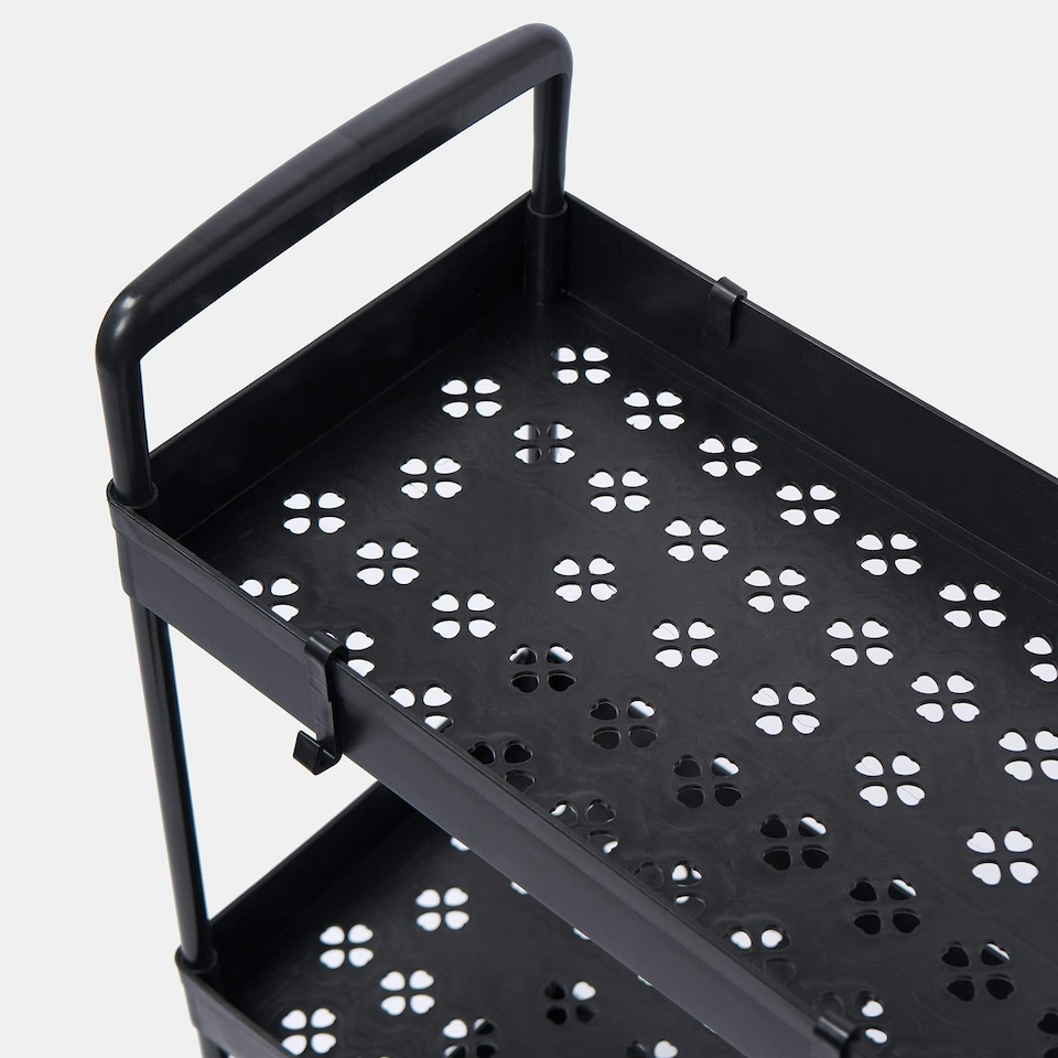 image 1 of OHS 3 Layer Home Shelving Storage Organiser Trolley Cart - Black Black