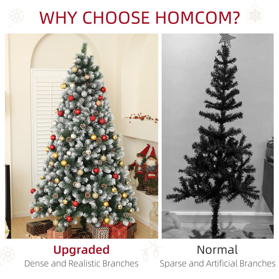 image 1 of HOMCOM 7ft Artificial Pine Christmas Tree with 1152 Branch Tips and Steel Base, Realistic Hinged Tree with Pinecones, Holiday Decor for Home Office, Green