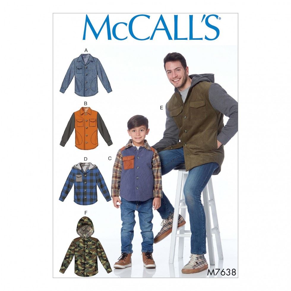 McCall's 7638 Paper Sewing Pattern â Menâs & Childrenâs Jackets & Hoodies, Sizes Men (SâMâLâXL), Intermediate
