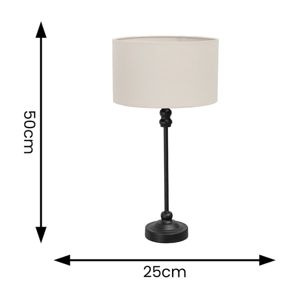 image 1 of ValueLights Maggie Black Candlestick Table Lamp White Shade & Bulb | White