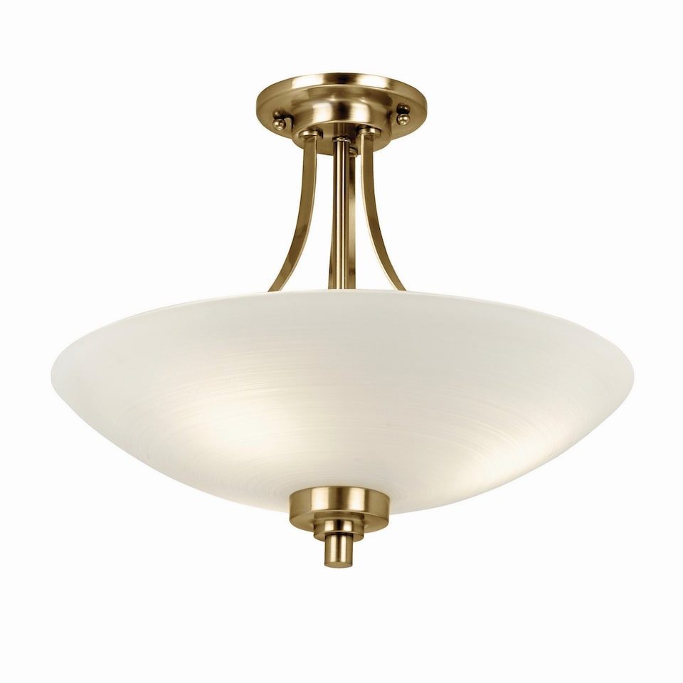 Welles 3 Light Flush Ceiling Light White, Antique Brass, E27