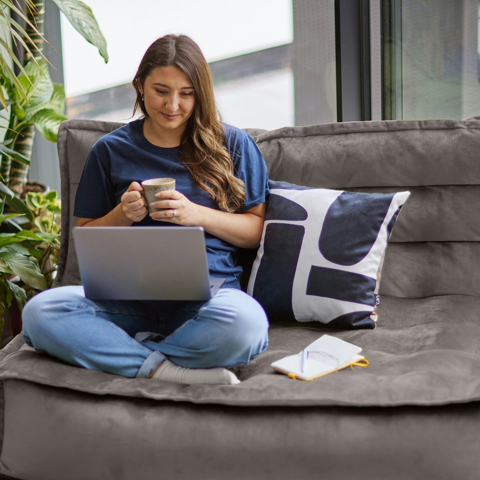 image 1 of icon Kota Velvet XL Bean Bag Sofa Grey Bean Bag Chair Grey | Grey