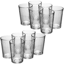 200ml Drinking Glasses Sets Glassware Patterned Water Cup Juice Cocktail Tumbler | Clear | Clear | Set of 12 Milano
