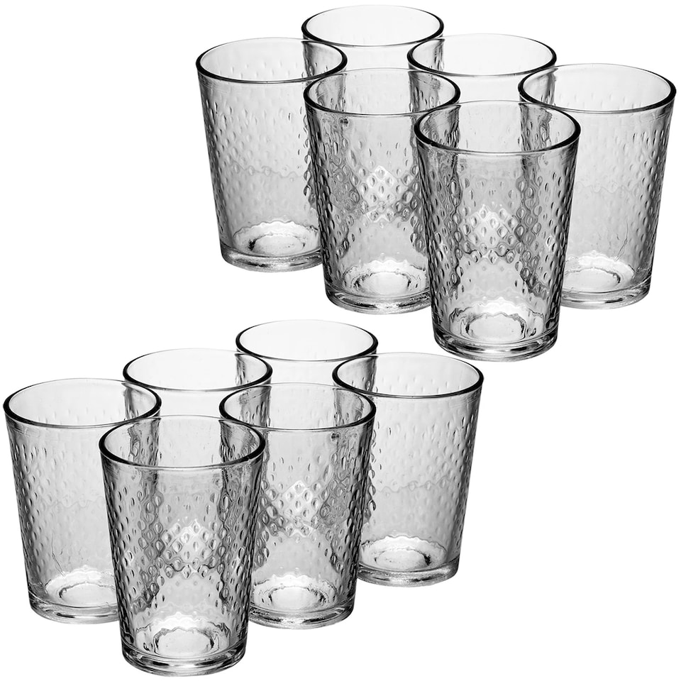 image 1 of 200ml Drinking Glasses Sets Glassware Patterned Water Cup Juice Cocktail Tumbler | Clear | Clear | Set of 12 Milano
