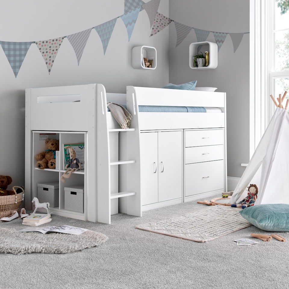 image 1 of Lacy White Storage Mid Sleeper And Ethan Spring Mattresses