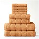 image 1 of VELVETIO 8 Piece Towel Bale Set Boston Shiny Stripe Pattern - 100% Cotton, 450 GSM Orange | Peach
