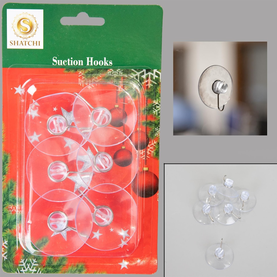image 1 of 43mm Suction Hooks 6 Pack  Heavy-Duty Transparent Suction Cup Hooks for Bathroom, Kitchen & Windows & Decor