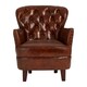 image 3 of Mocha Brown Button Back Armchair,Lounge Chair With Quilted Backrest,Metallic Studded Seat With Walnut Feet Brown