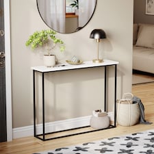 Vida Designs Console Table With Metal Leg, White & Black | Black | White & Black