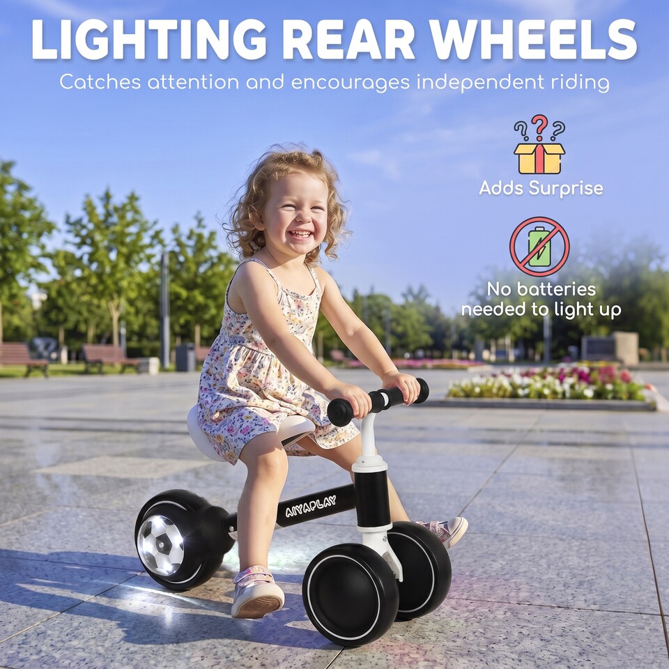 image 1 of AIYAPLAY Balance Bike with 135° Steering Limit for Toddlers 1-2 Y, Black