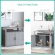 image 5 of PawHut Wood Cat Litter Box Enclosure Furniture w/ Adjustable Interior Wall Grey