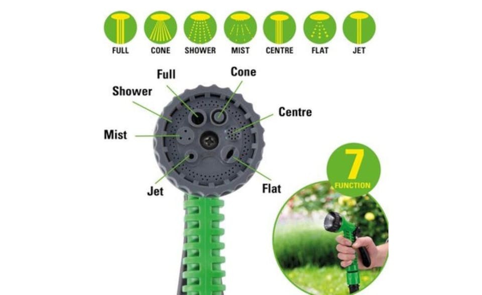 image 1 of Lightweight Green Elastic Garden Hose Set Expandable 5-10M with 7 Functions for Lawn Watering Backyard Plants | Green