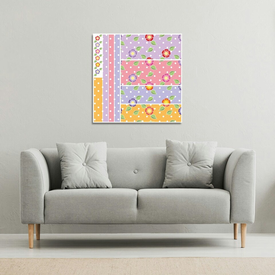 image 1 of Bohemian chic  Ink pattern with Boho Feathers (Canvas Print) 101 x 101 x 4cm