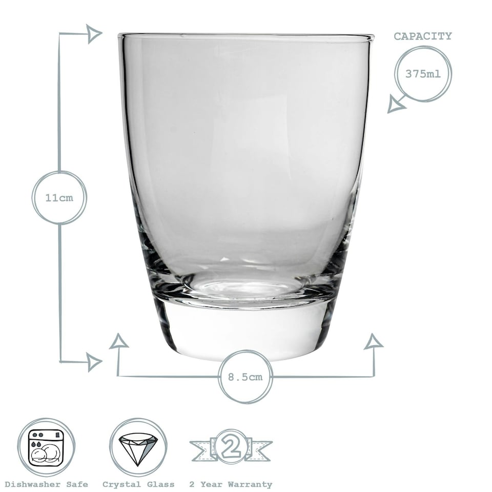 image 1 of Bormioli Rocco Nadia Double Whisky Glasses - 375ml - Pack of 4 Clear