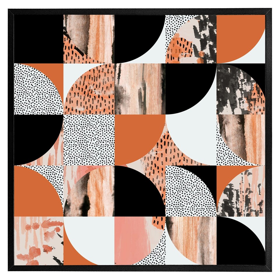 image 1 of Geometric circles in autumn colours (Picture Frame) White | L