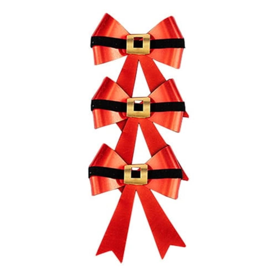 Santa Claus Red Christmas Present Bow Decorations - Pack of 3