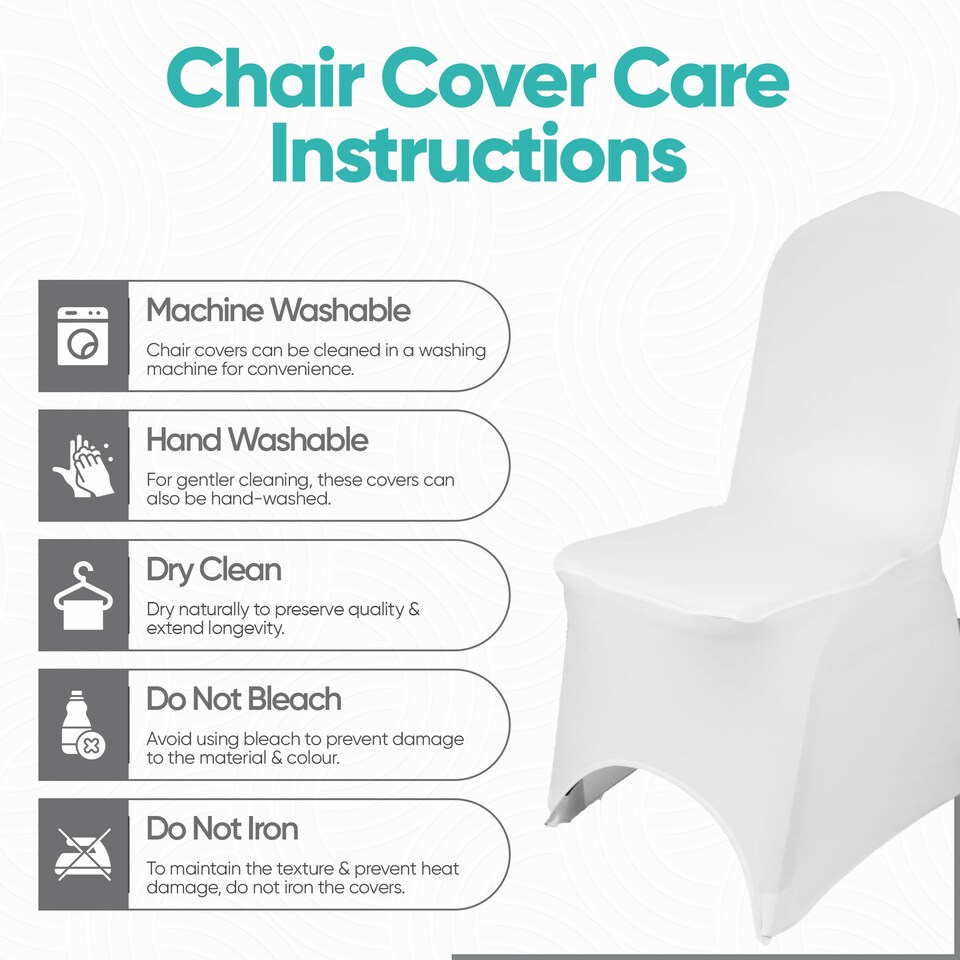 image 1 of 220GSM White Spandex Chair Cover Stretch Fabric, Premium Quality Slipcovers