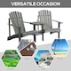 image 6 of Outsunny Wooden Outdoor Double Adirondack Chair w/ Center Table & Umbrella Hole