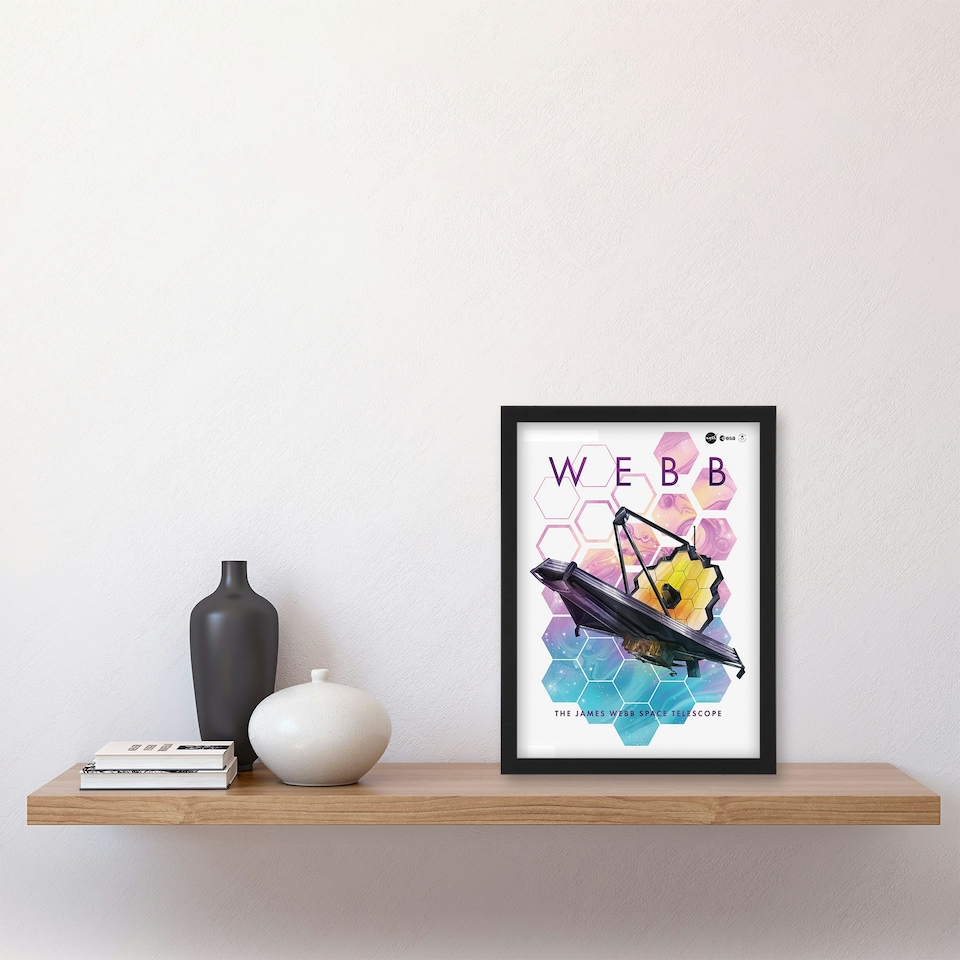image 1 of NASA Deep Space Atomic Clock Orange Earth Orbit NASA Black Framed Wall Art Print A4