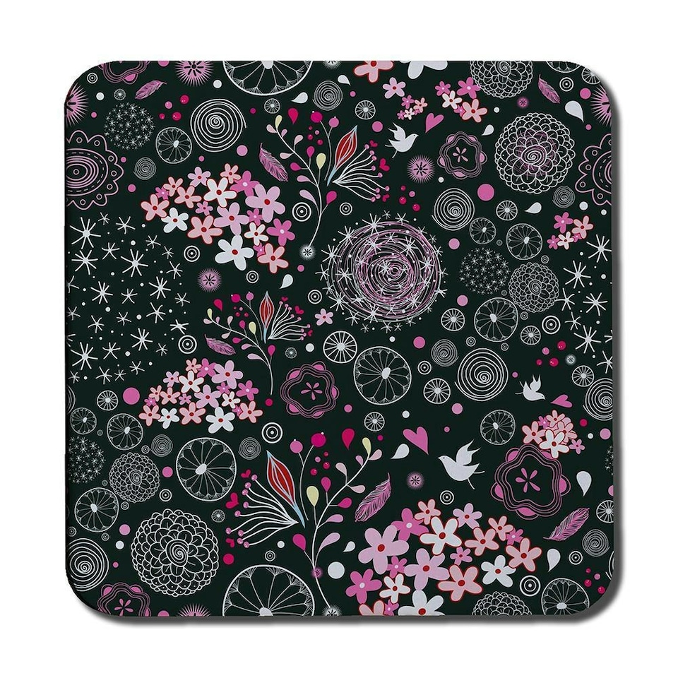 image 1 of Different Flowers, Shapes & Birds (Coaster)